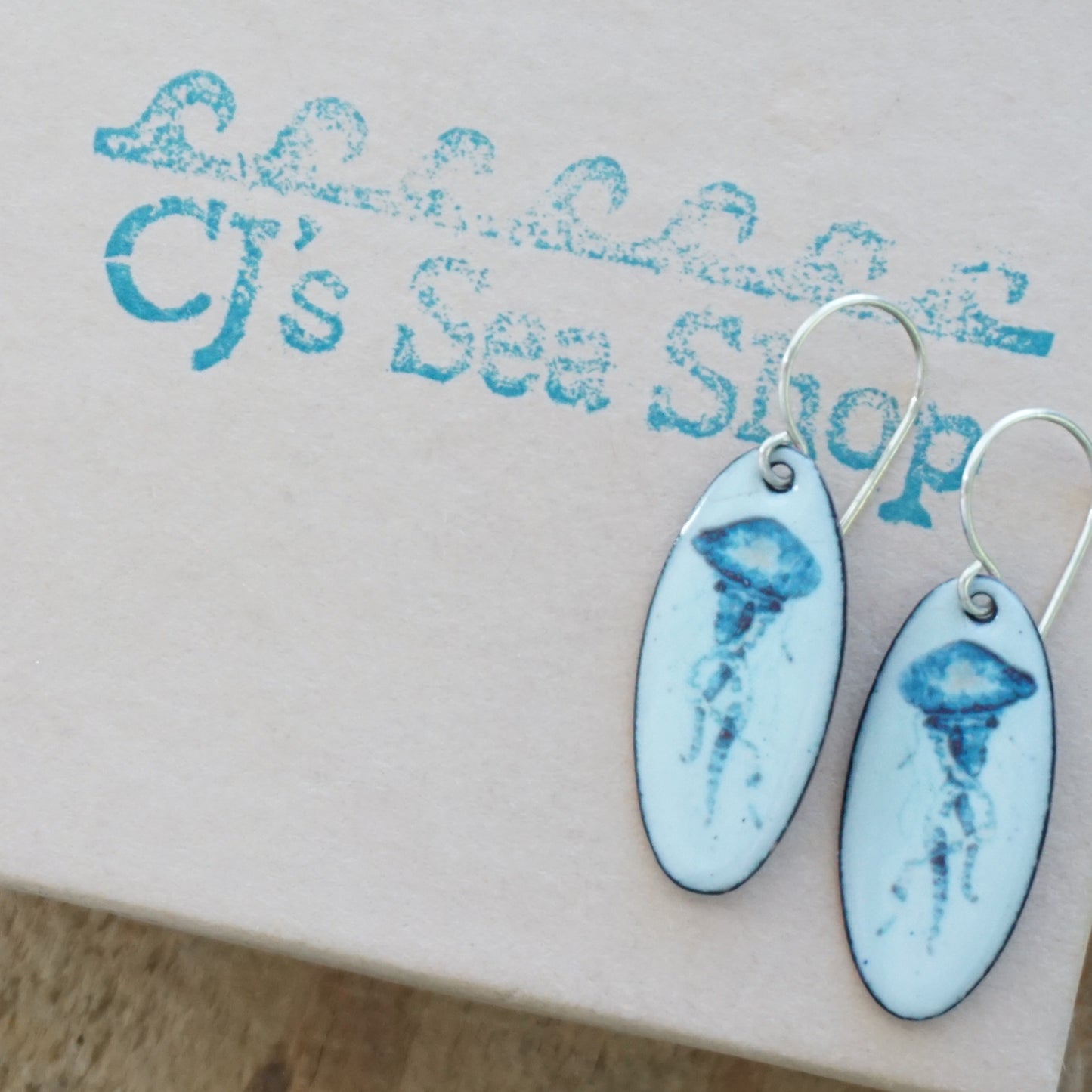 Light Seafoam Green Enamel Jellyfish Earrings