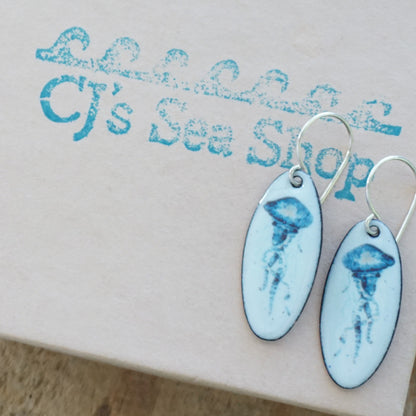 Light Seafoam Green Enamel Jellyfish Earrings