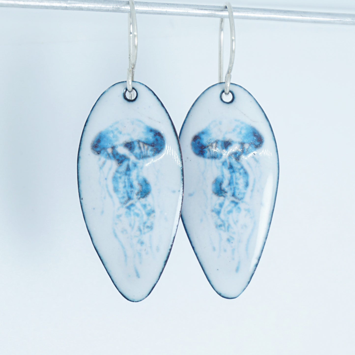 White Enamel Jellyfish Earrings