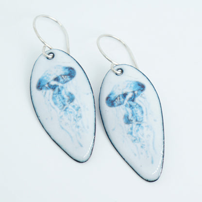 White Enamel Jellyfish Earrings