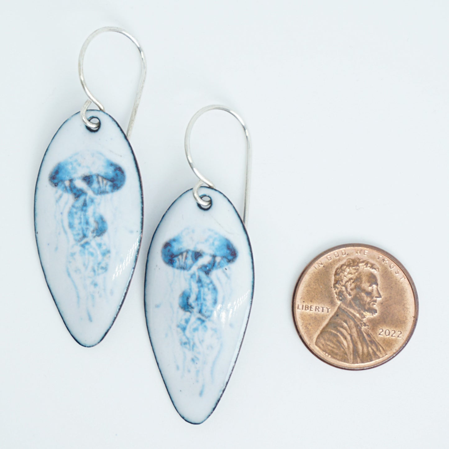 White Enamel Jellyfish Earrings