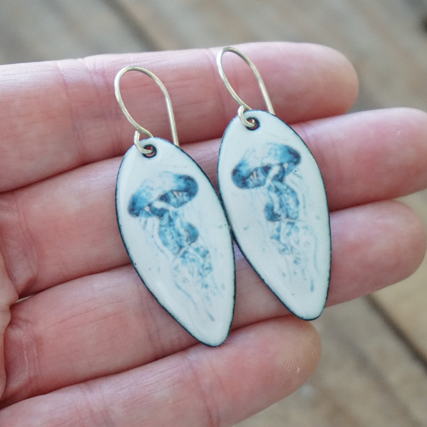 White Enamel Jellyfish Earrings