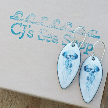 White Enamel Jellyfish Earrings