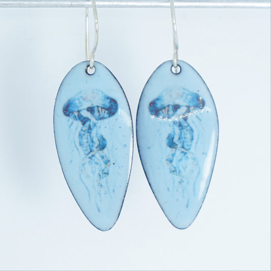 Light Blue Enamel Jellyfish Earrings