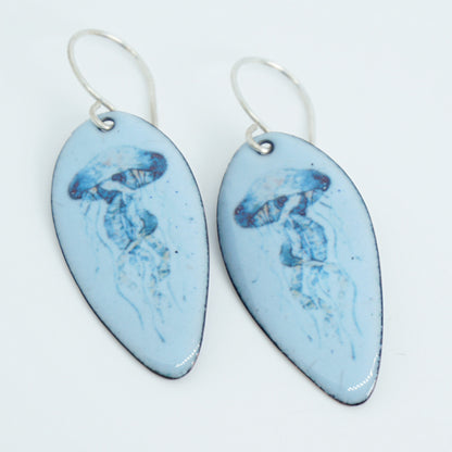 Light Blue Enamel Jellyfish Earrings