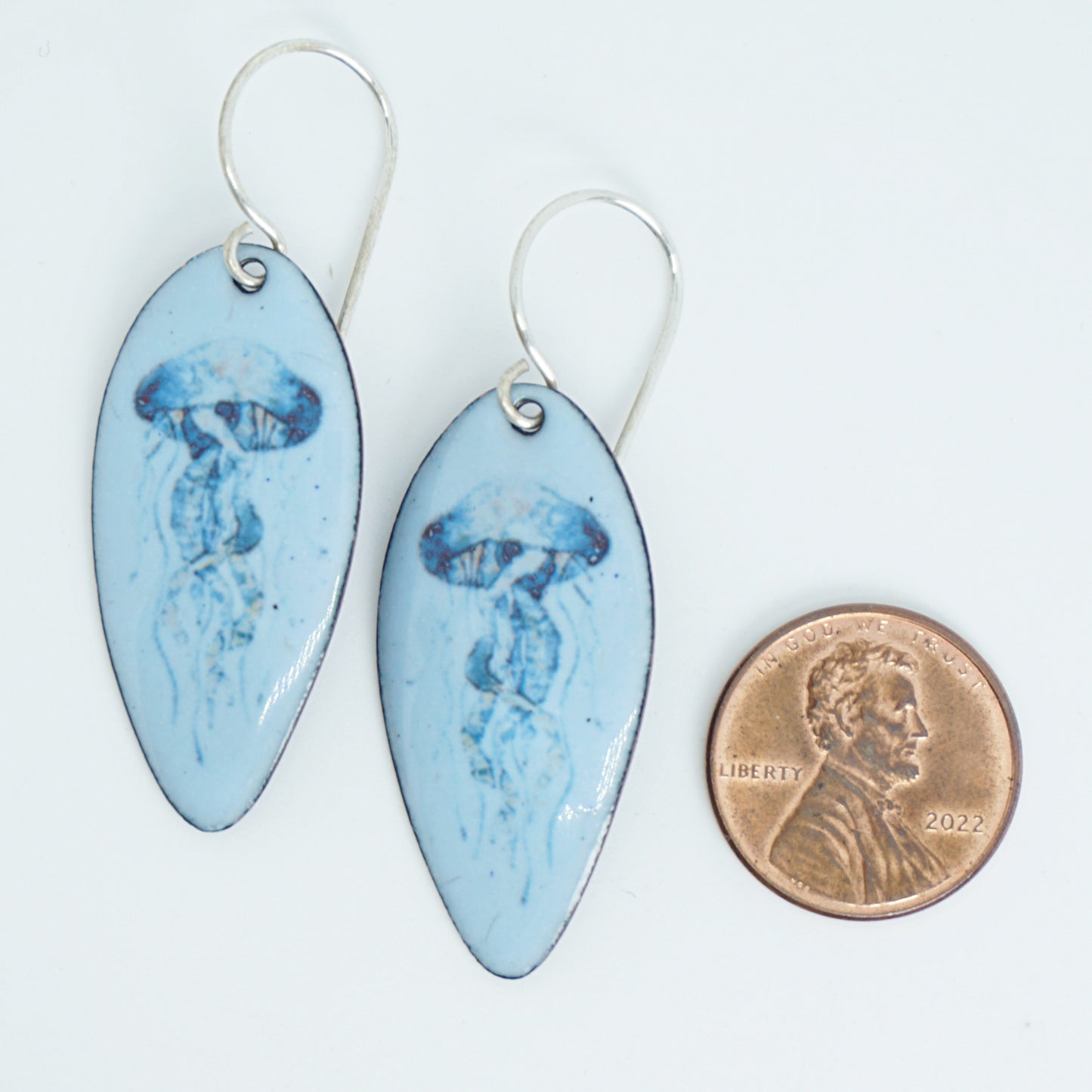 Light Blue Enamel Jellyfish Earrings