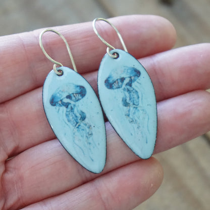 Light Blue Enamel Jellyfish Earrings