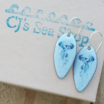 Light Blue Enamel Jellyfish Earrings