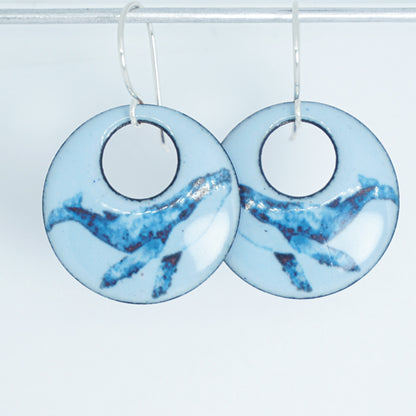 Light Blue Enamel Whale Earrings