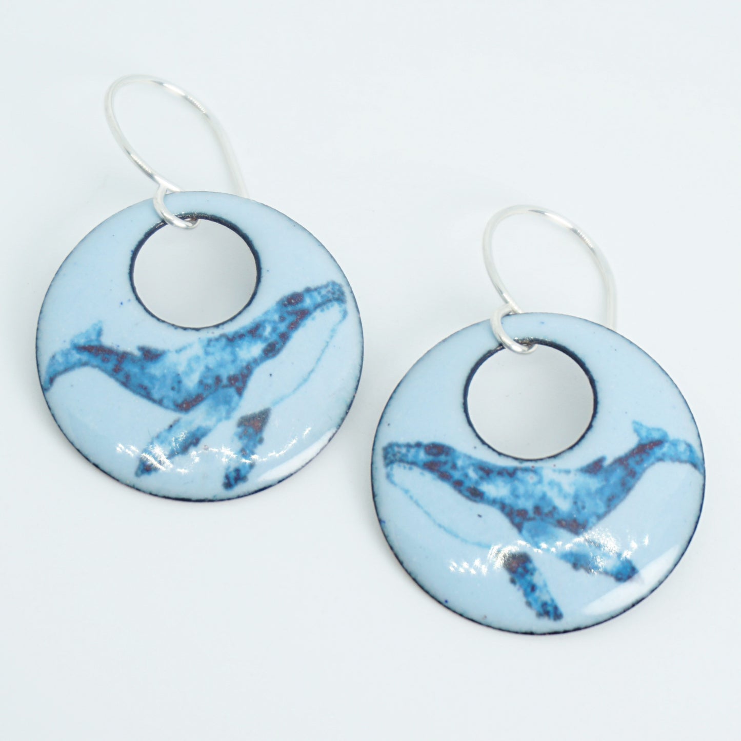 Light Blue Enamel Whale Earrings