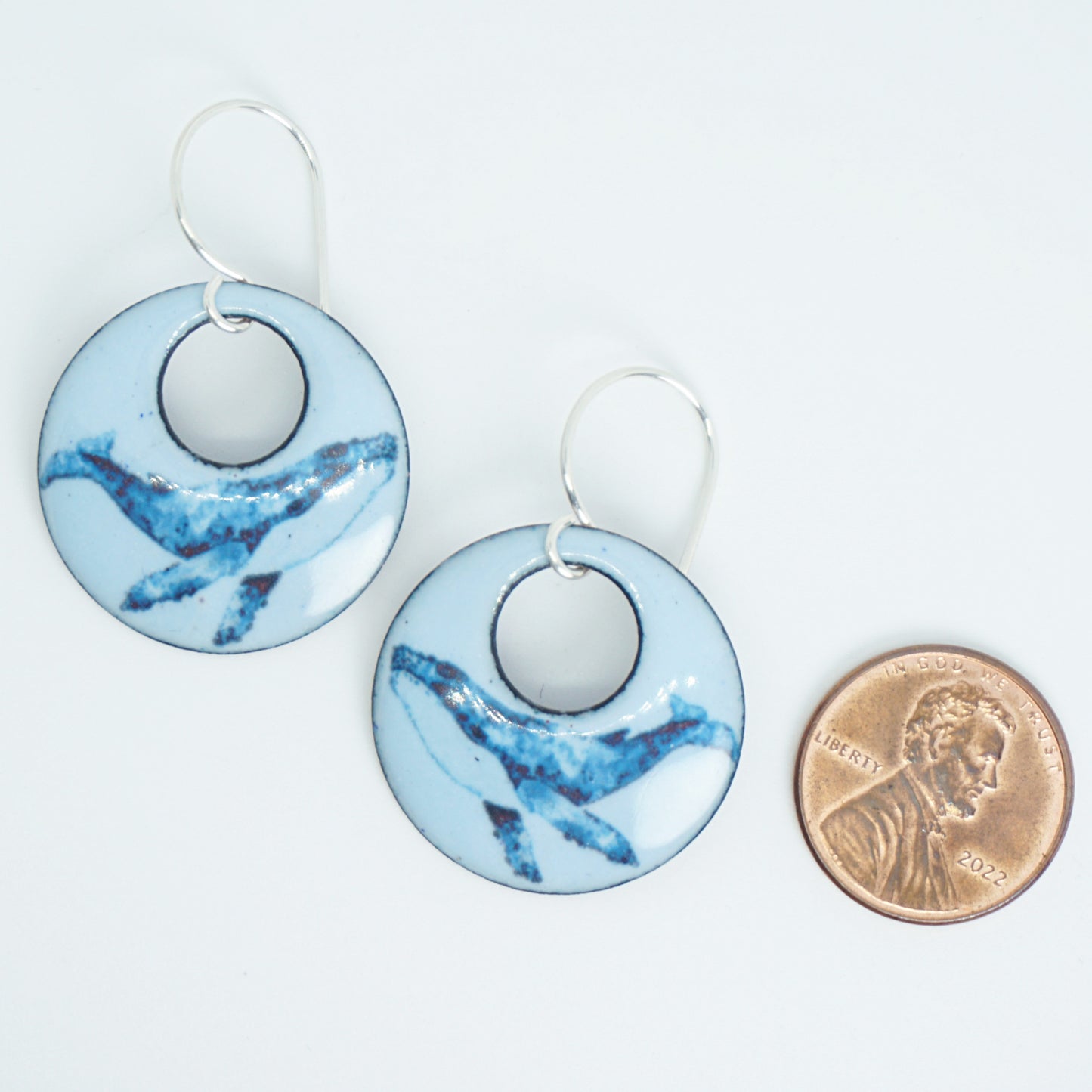 Light Blue Enamel Whale Earrings