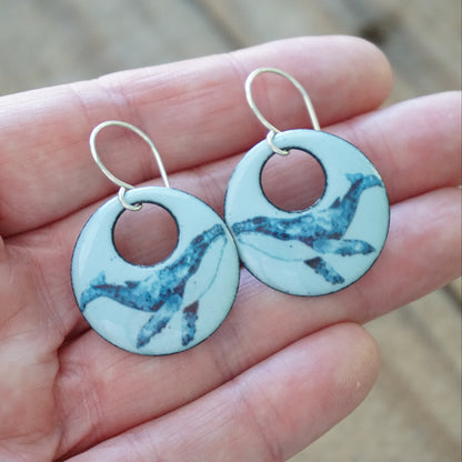 Light Blue Enamel Whale Earrings