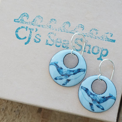 Light Blue Enamel Whale Earrings
