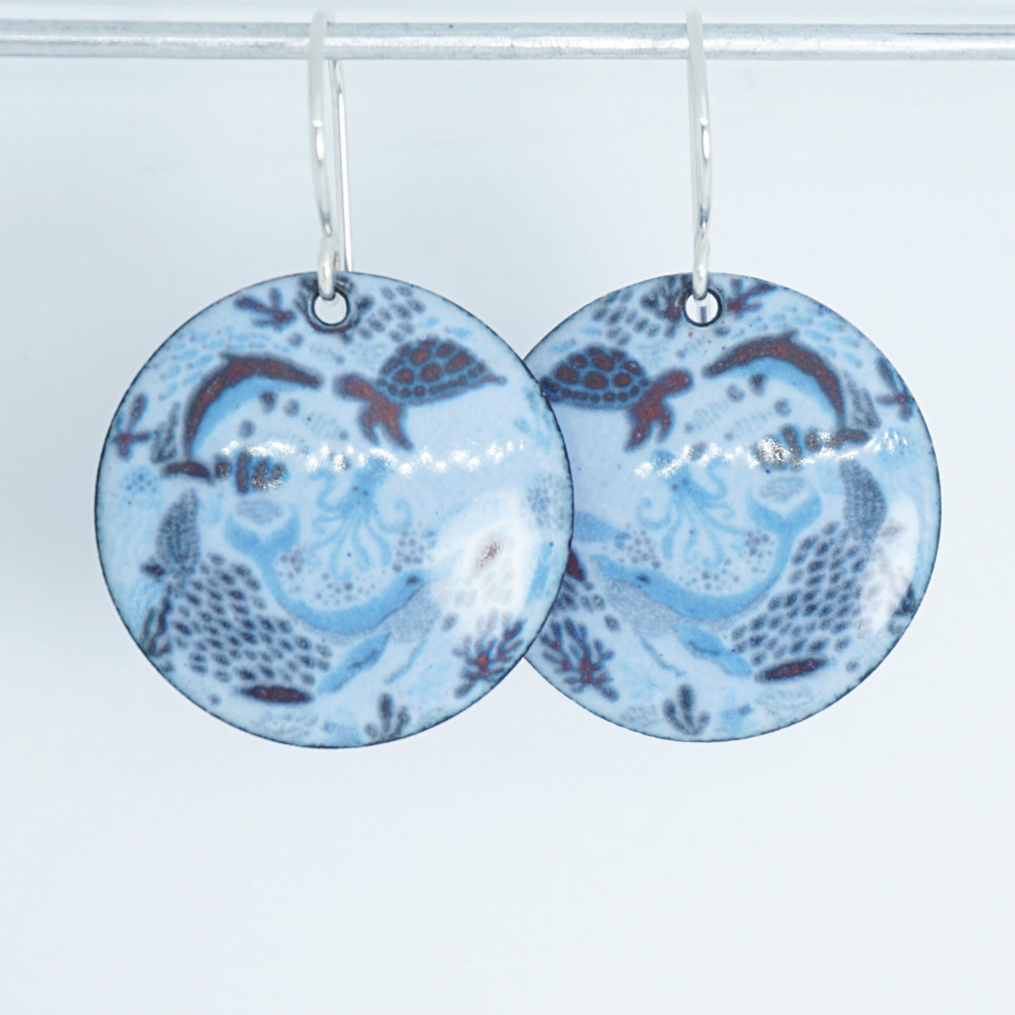 Light Blue Enamel Sealife Earrings