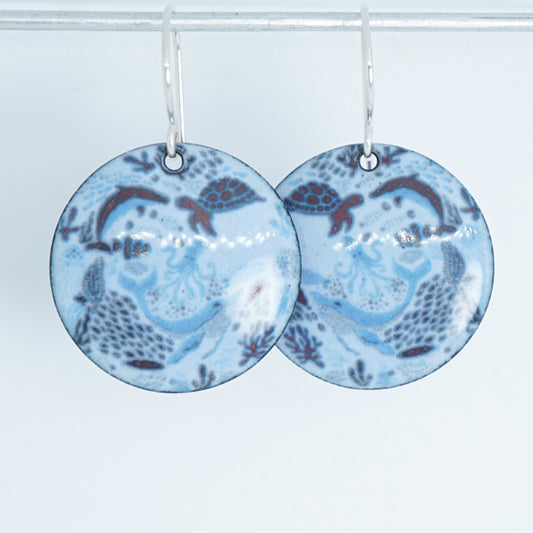Light Blue Enamel Sealife Earrings