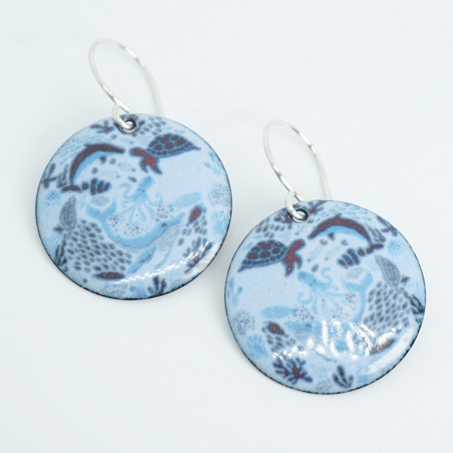 Light Blue Enamel Sealife Earrings