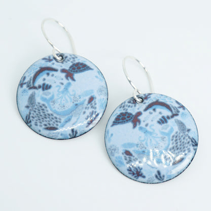 Light Blue Enamel Sealife Earrings