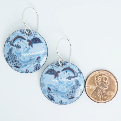 Light Blue Enamel Sealife Earrings