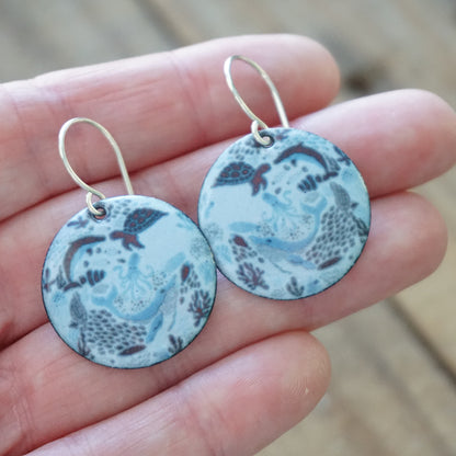 Light Blue Enamel Sealife Earrings