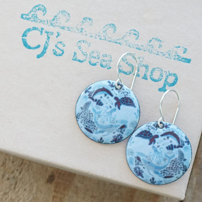 Light Blue Enamel Sealife Earrings