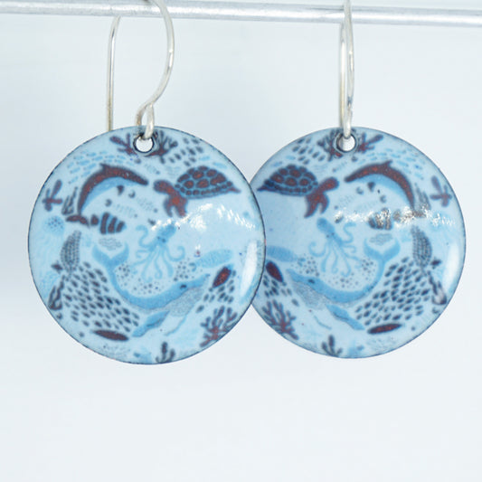 Light Blue Enamel Sealife Earrings
