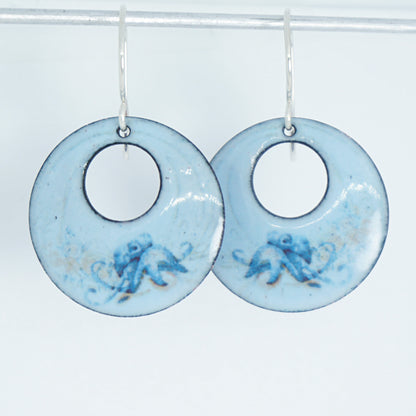 Light Blue Enamel Octopus Earrings