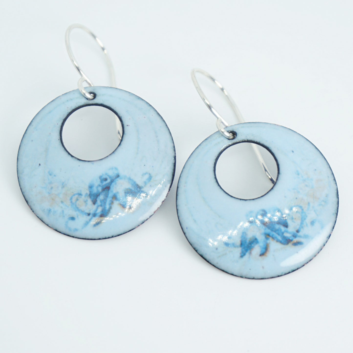 Light Blue Enamel Octopus Earrings
