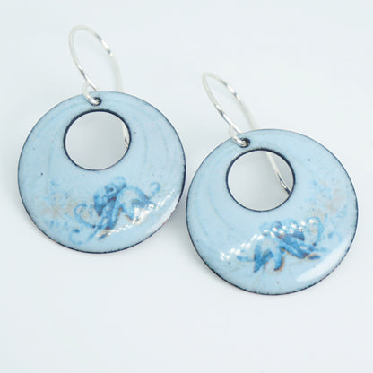 Light Blue Enamel Octopus Earrings