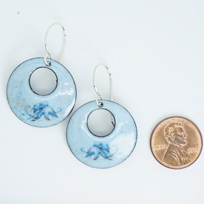 Light Blue Enamel Octopus Earrings