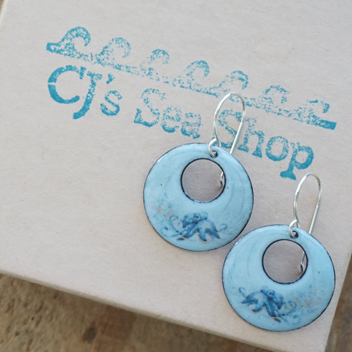 Light Blue Enamel Octopus Earrings