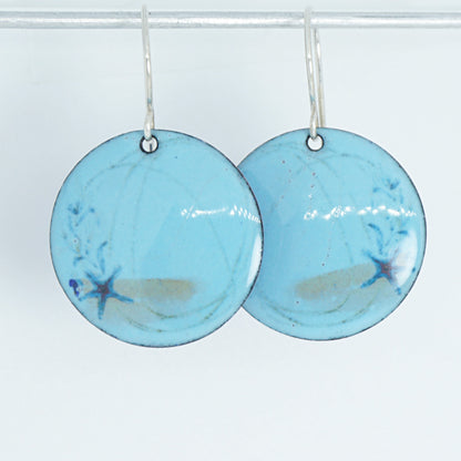 Light Blue Enamel Starfish Earrings
