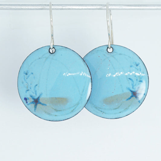 Light Blue Enamel Starfish Earrings