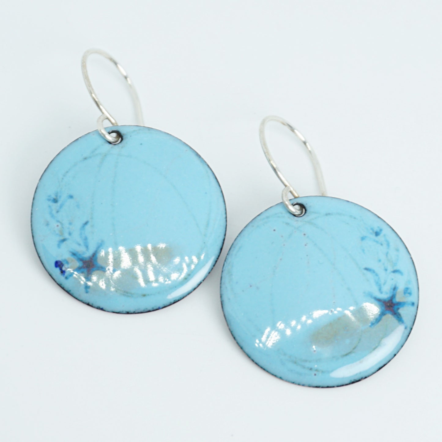 Light Blue Enamel Starfish Earrings