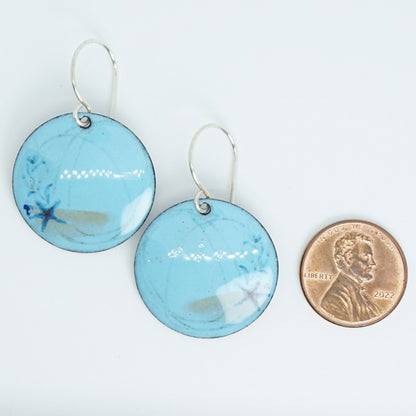Light Blue Enamel Starfish Earrings