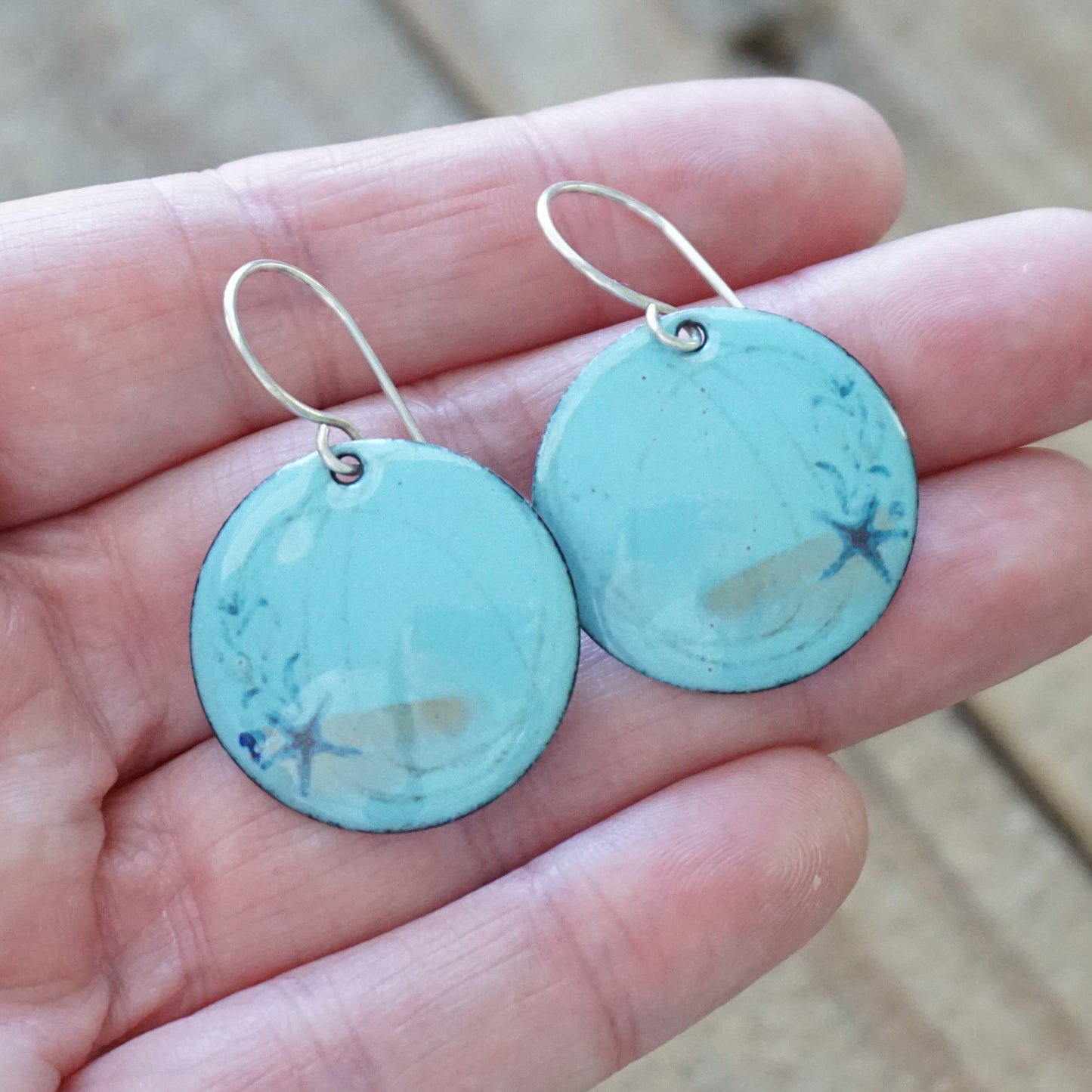 Light Blue Enamel Starfish Earrings