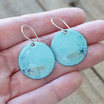 Light Blue Enamel Starfish Earrings