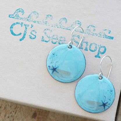 Light Blue Enamel Starfish Earrings