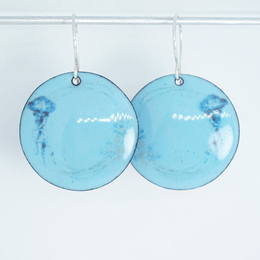 Light Blue Enamel Jellyfish Earrings