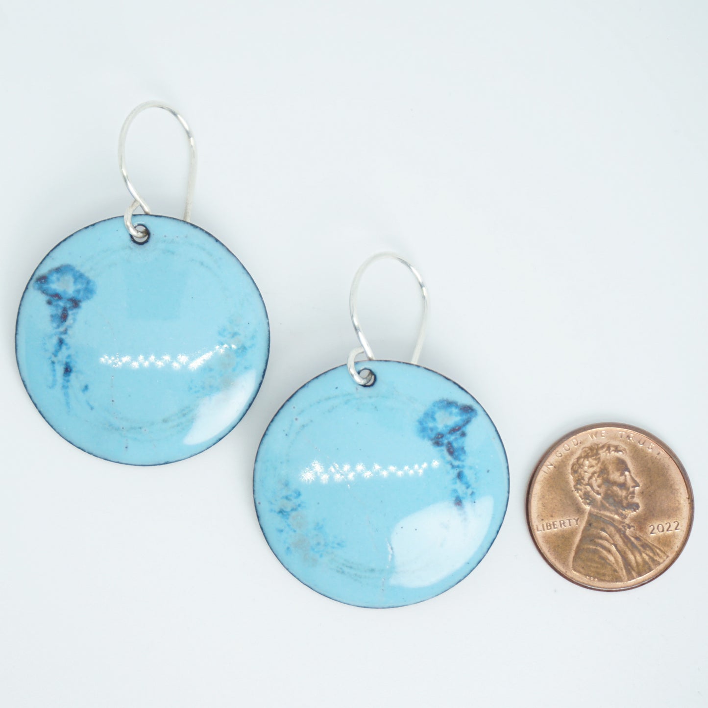 Light Blue Enamel Jellyfish Earrings