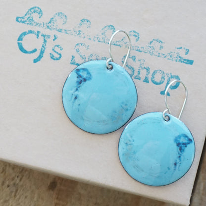 Light Blue Enamel Jellyfish Earrings