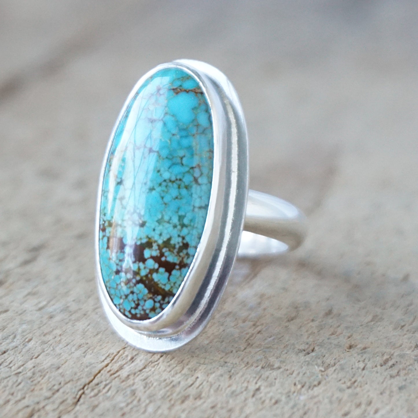 Size 7 1/4 Number 8 Turquoise Statement Ring