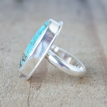 Size 7 1/4 Number 8 Turquoise Statement Ring