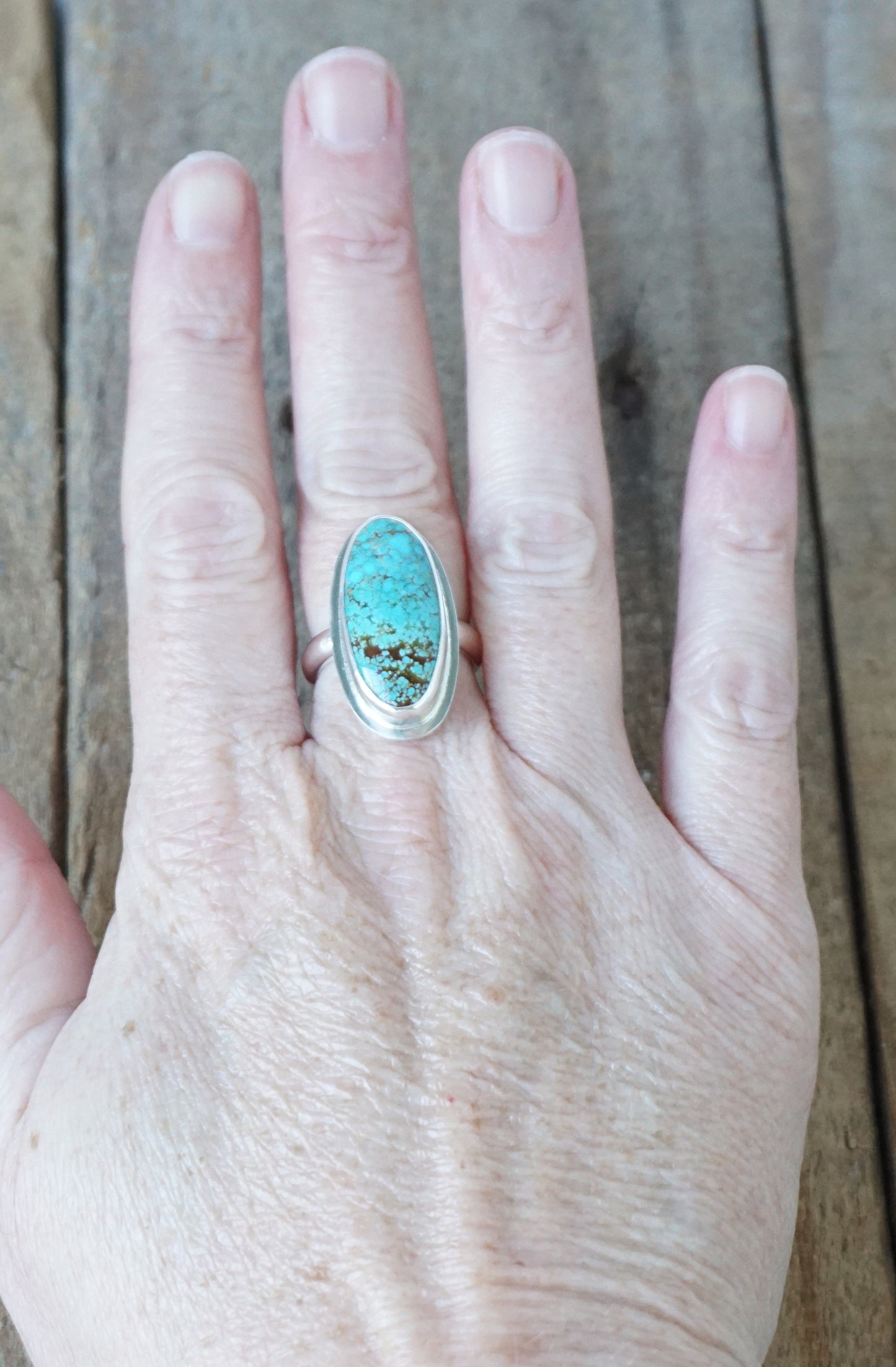 Size 7 1/4 Number 8 Turquoise Statement Ring
