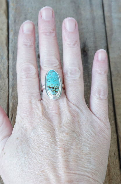 Size 7 1/4 Number 8 Turquoise Statement Ring