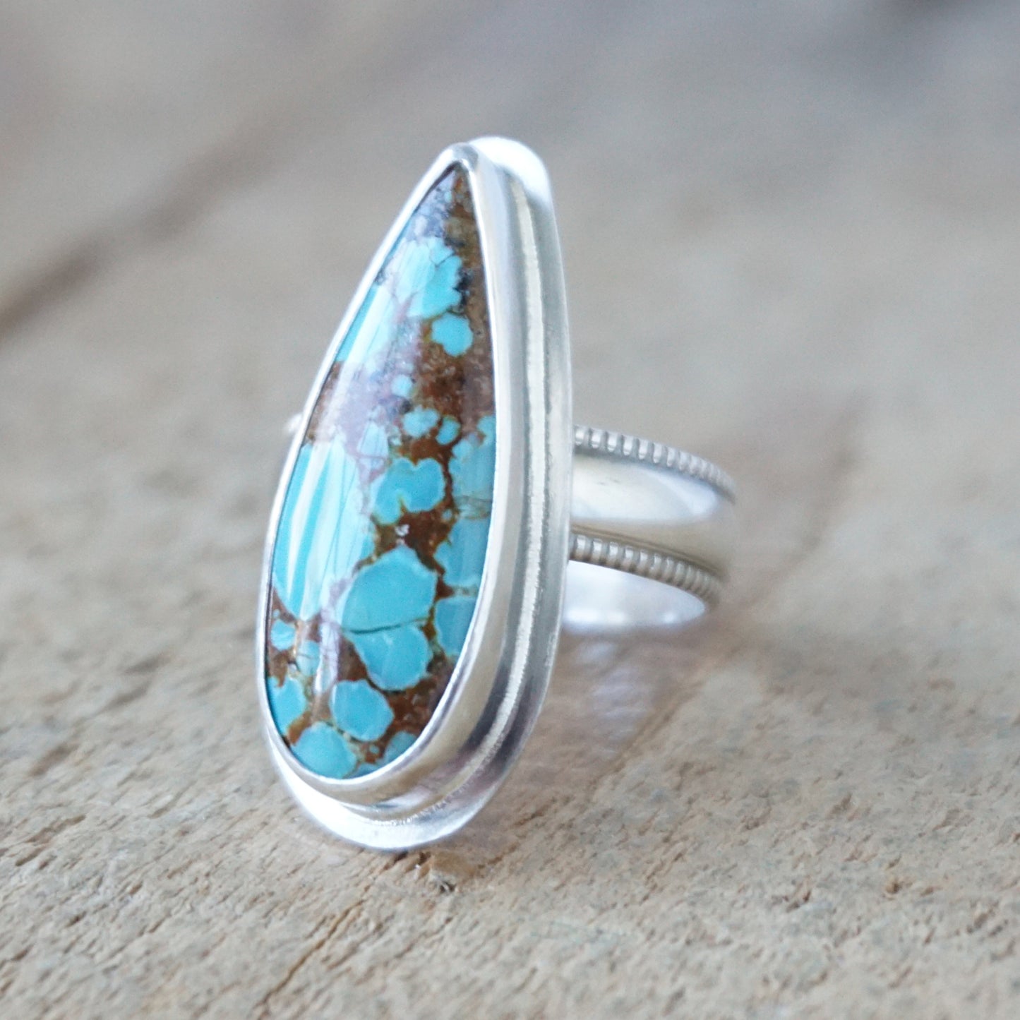 Size 7 3/4 Number 8 Turquoise Statement Ring