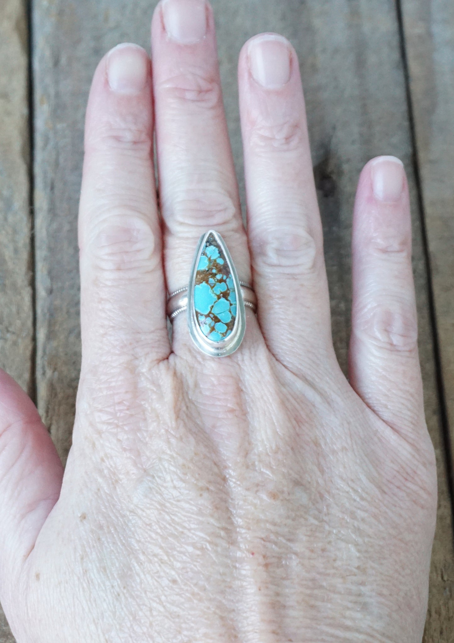 Size 7 3/4 Number 8 Turquoise Statement Ring
