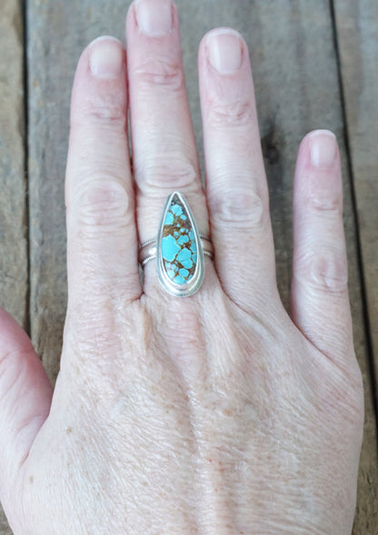 Size 7 3/4 Number 8 Turquoise Statement Ring