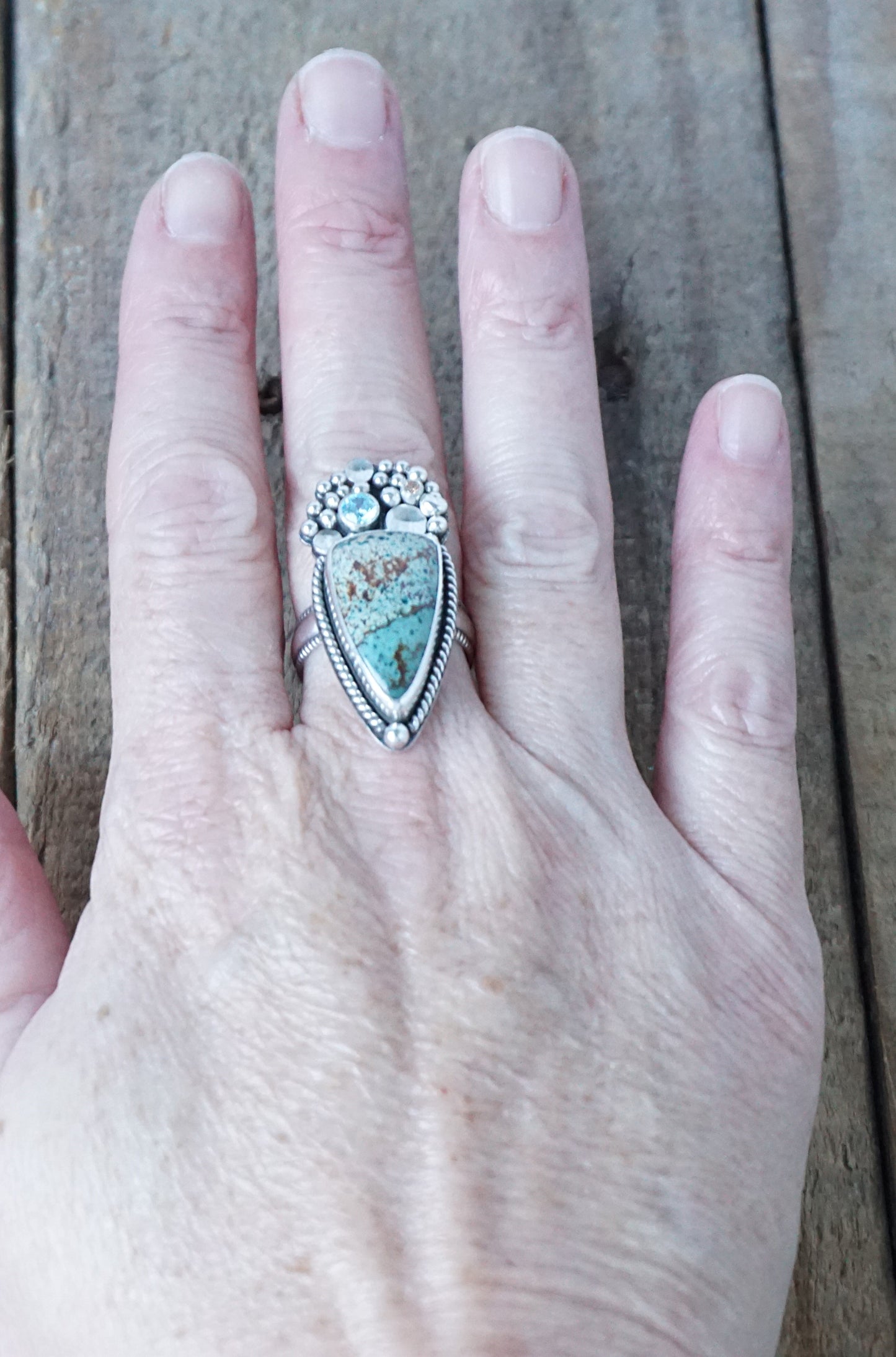 Size 8 1/4 Morning Dew Jasper Statement Ring