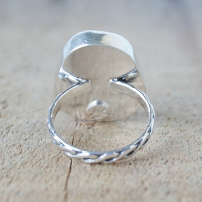 Size 9 Soft Aqua Blue Sea Glass Statement Ring