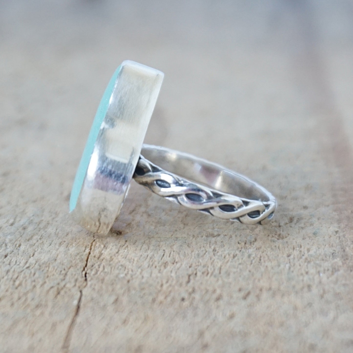 Size 6 1/2 Seafoam Green Sea Glass Statement Ring